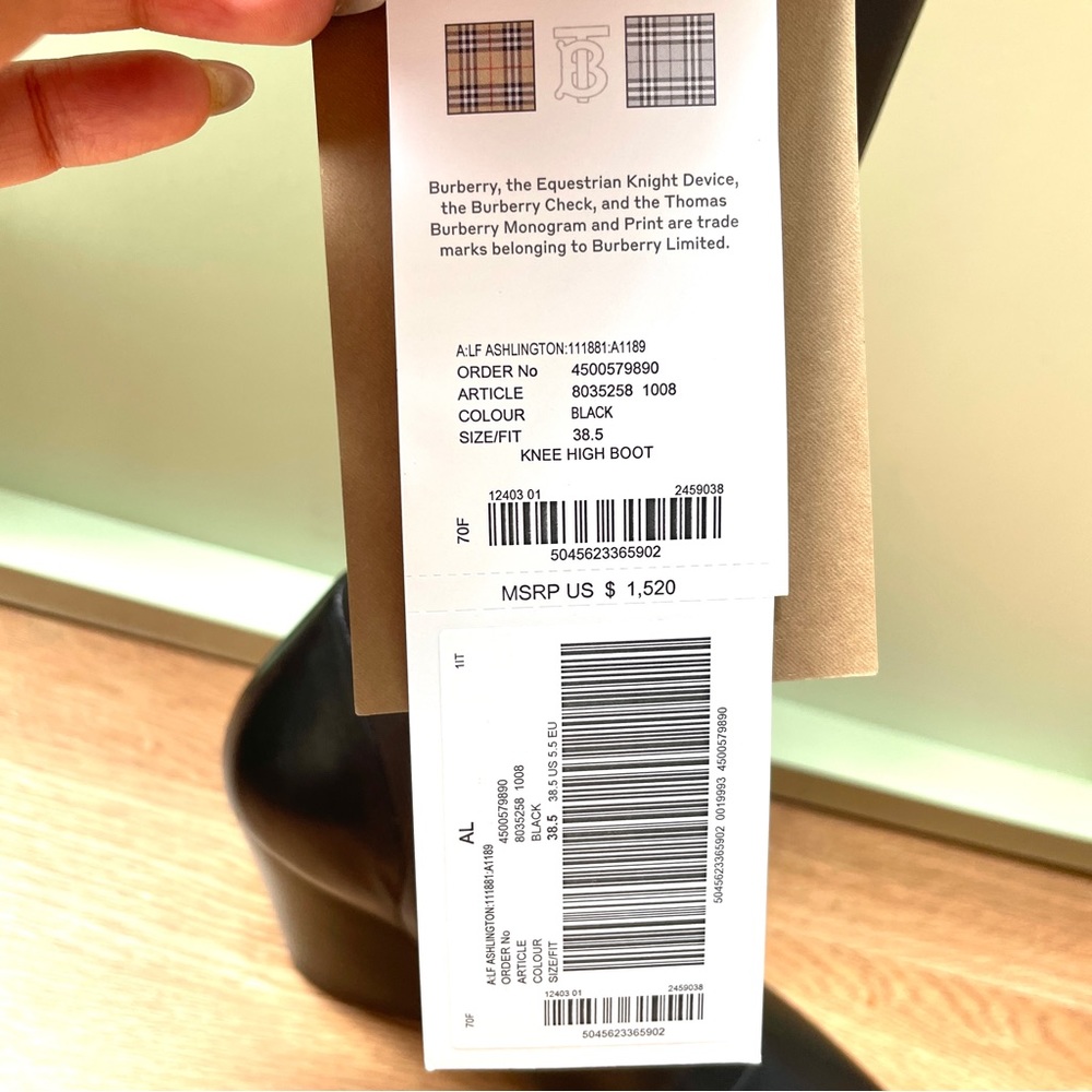 Burberry Leather Knee High Black Boots Size: 38.5 - Picture 3 of 10